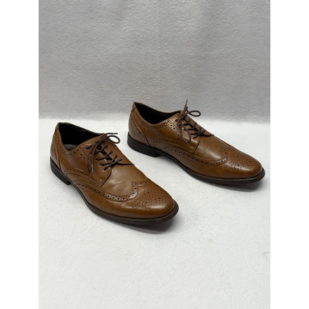 Unlisted Kenneth Cole Mens Wingtip Oxford Dress Shoes Brown Brogue Lace Up S-10